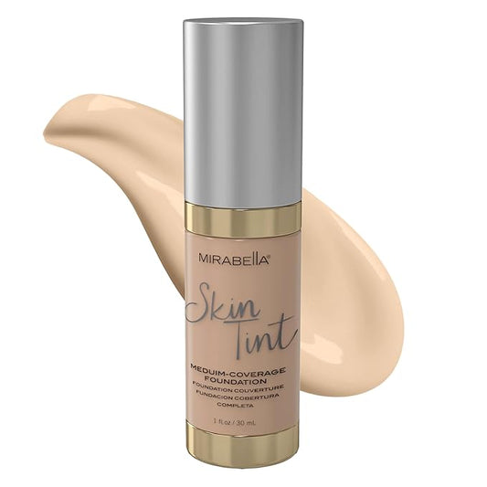 Mirabella Skin Tint Creme Liquid Foundation Makeup, Oil-Free Mineral Foundation for Medium Coverage - w/Hyaluronic Acid, Squalane, & Allantoin for All Skin Types - IC Cool-VivaGrace Women