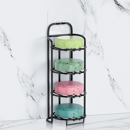 4-Tier Shower Soap Shampoo Bar Holder, Self Adhesive & Freestanding Draining Soap Dish Caddy for Bathroom Wall Accesories Decor Black-VivaGrace Women