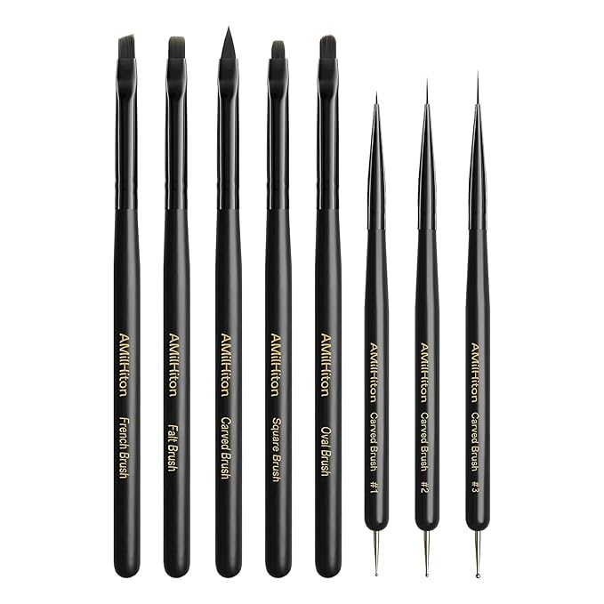 8PCS Nail Art Brushes for Builder Gel, Polygel & Polish – Flat, Round, Liner, French Tip & Detail Brushes for 3D Acrylic Flowers – Professional Nail Painting & Design Tools-VivaGrace Women