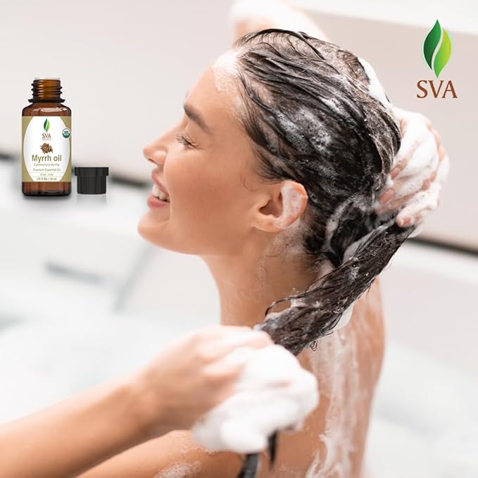 SVA Myrrh Essential Oil Organic – 1/3 Fl Oz – 100% Natural Organic Myrrh Oil - for Diffuser, Hair Care, Face, Skin Care, Aromatherapy, Scalp and Body Massage, Soap and Candle Making-VivaGrace Women