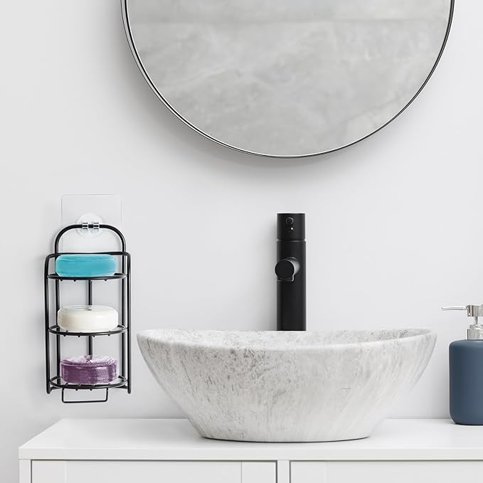 3-Tier Shower Soap Shampoo Bar Holder, Self Adhesive & Freestanding Draining Bathroom Soap Dish Caddy for Bathroom Wall Accesories Decor-VivaGrace Women