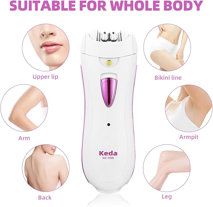 Epilator for Women, Smooth Glide Epilator for Face, Rechargeable Facial Epilator Hair Removal Face Trimmer Device with LED Light for Facial Armpit Bikini and Leg-VivaGrace Women