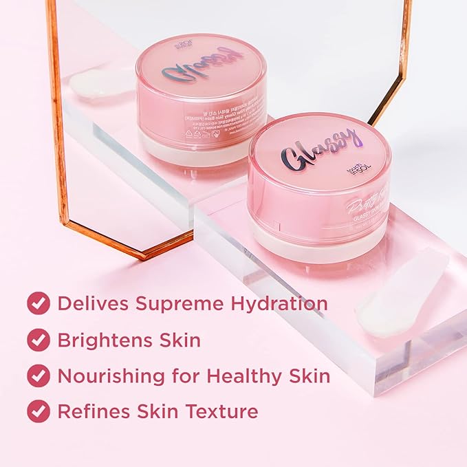 TOUCH IN SOL Pretty Filter Glassy Skin Balm Primer 1.05 oz. – Skin Smooth Moisturizing Primer before Makeup - Natural Glow Face Cream Moisturizer with Shea Butter and Rose Flower Water-VivaGrace Women