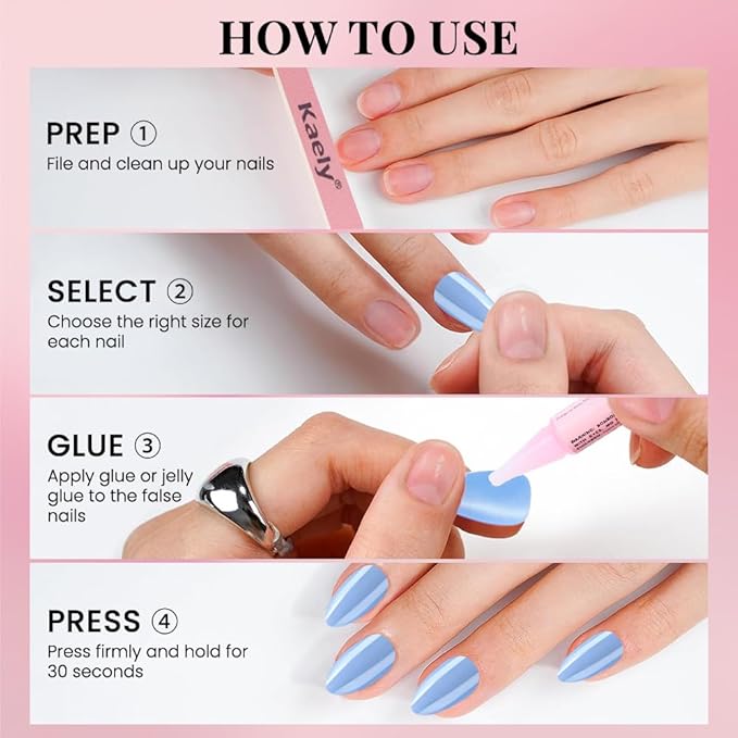 Aurora Chrome Blue Press On Nails Short Almond 30 Pcs, Designer Reusable Acrylic Fake Nails with Glue, Glossy Soft Gel Nails Wedding and Party, Stick On Glue On Nails, Nails fro Women Gift