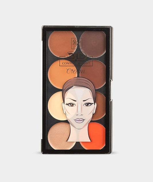 Ruby Kisses Flawless Finish with 3D Contour Cream Makeup Palette – Lightweight, Multi-Palette, Contouring Foundation, Creamy, Sculpt &Highlighting, Define Cheekbones (Light Medium)-VivaGrace Women