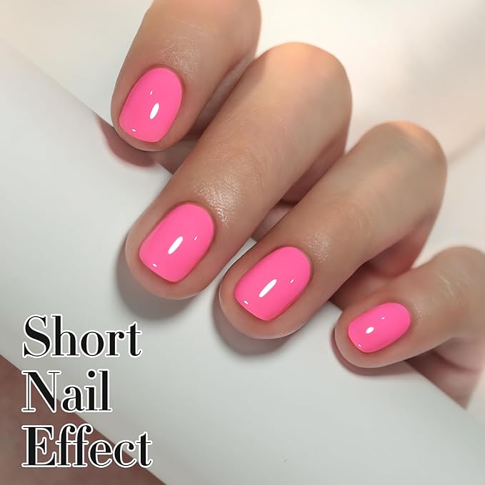 Double Rhythm 0.50 OZ Gel Polish Hema Free Same Color Same Bottle Golden Round Translucent Neutral Natural Milky 15 ML Jelly UV Polish Art DIY at Home (Bright Pink-C1040)