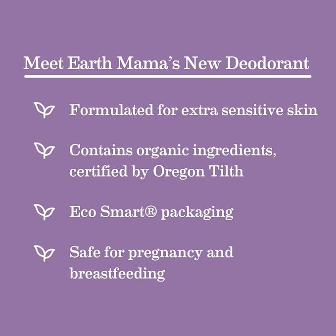 Earth Mama Calming Lavender Deodorant | Safe for Sensitive Skin, Pregnancy and Breastfeeding, Contains Organic Lavender, Calendula and Coconut Oil, No Baking Soda or Aluminum, 2.65-Ounce (2-Pack)-VivaGrace Women