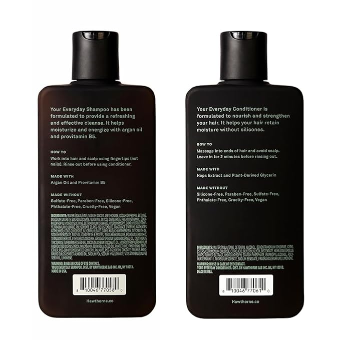 Hawthorne Men's Everyday Shampoo and Conditioner Set. For Stronger, Healthier Hair with Pure Avocado Oil and Coconut Oil. Mint and Eucalyptus Scent. Sulfate Free, Paraben Free. 8 fl. oz each.-VivaGrace Women