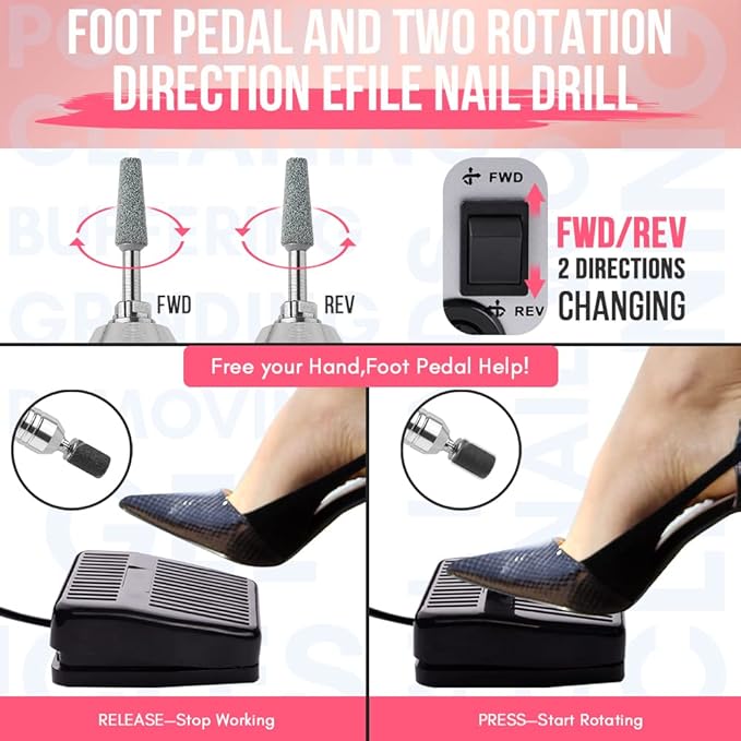 Makartt Nail Drill - Portable Electric Nail File Machine Geneviere E File Pink JD700 Professional 30000RPM Manicure Drill for Acrylic Nails Poly Nail Gel Polish Beauty Gift-VivaGrace Women