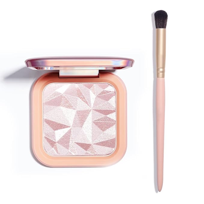 ELESSY Highlighter Makeup Palette Glitter Pink Highlighter Palette Shimmer Highlighter Powder Suit All Skin Tones-DAWN GLOW-VivaGrace Women