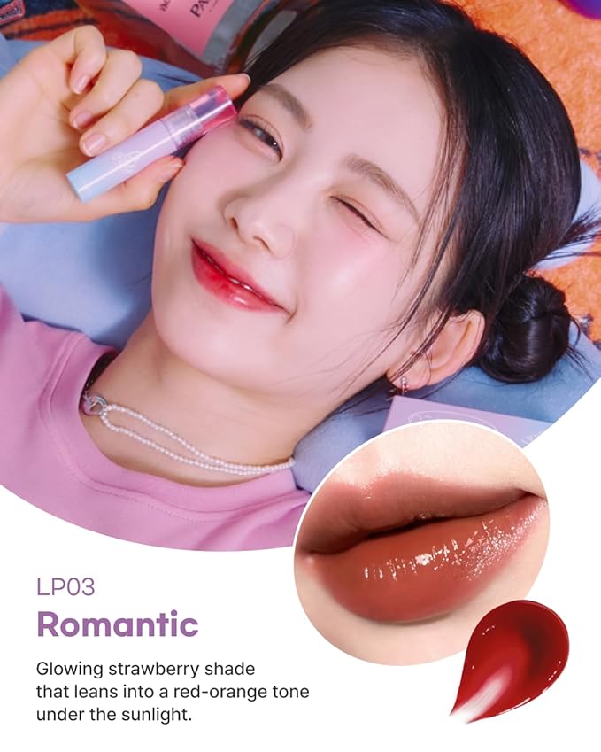 DEARMAY LA PISTE LIP TINT LP03 Romantic 0.14 oz. long lasting lip stain with glossy finish and lightweight texture, non sticky, hydrating formula with no flaking and glassy vivid tint, korean makeup-VivaGrace Women