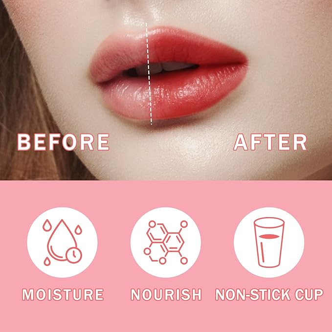 4 Pcs Fruit Lip Stain Set, Vivid Watery Lip Tint Lip Gloss, Plump Velvet Lip Tint Stain, Natural Matte Liquid Lipstick for Lips Cheek Eye, Non-Stick Cup Mini Tinted Lip Long lasting Waterproof-VivaGrace Women