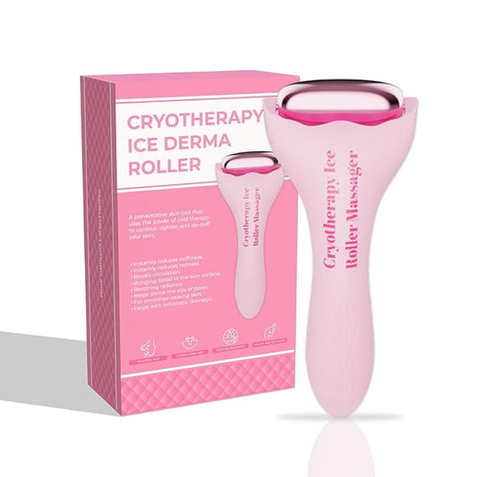 Facial Ice Roller for Skin Care - Aluminum Face Roller to De-Puff, Soothe & Tighten Pores - Cold Therapy Massage Tool for Radiant Glow