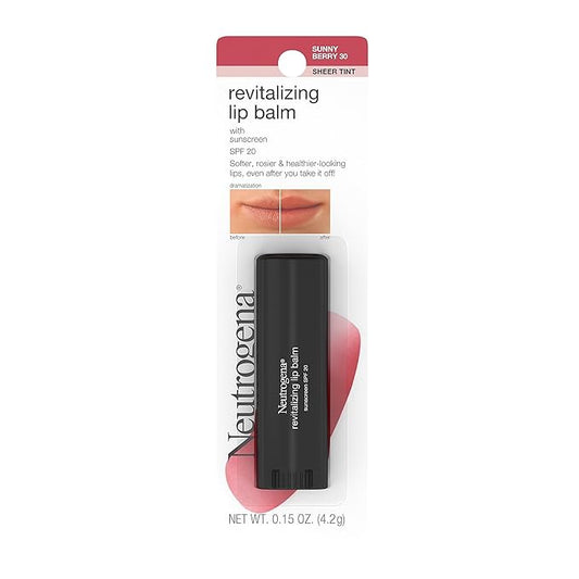 Neutrogena Revitalizing and Moisturizing Tinted Lip Balm with Sun Protective Broad Spectrum SPF 20 Sunscreen, Lip Soothing Balm with a Sheer Tint in Color Sunny Berry 30,.15 oz-VivaGrace Women