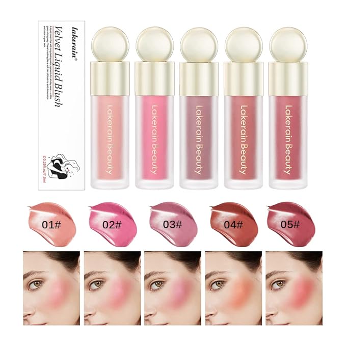 Soft Velvet Liquid Blush Face Makeup Matte Cream Blush for Cheek Weightless,Long-Lasting,Natural-Looking,Smudge Proof,Dewy Finish Skin Tint Blush Makeup(#05)-VivaGrace Women