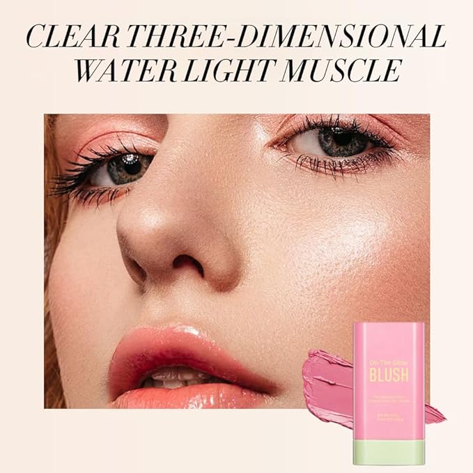 3-in-1 Cream Blush Stick for Cheeks Lips Eyes, Waterproof Natural Finish Tinted Makeup Stick, Hydrating Multi-Use Blush Balm-VivaGrace Women