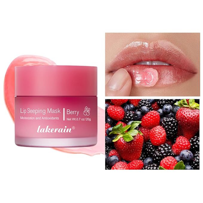 Hydrating Lip Sleeping Mask, Long Lasting Hydrating Night Lip Balms for Intensive Moisturizing and Care, Prevention Dry and Crack (BERRY) 0.7 OZ-VivaGrace Women