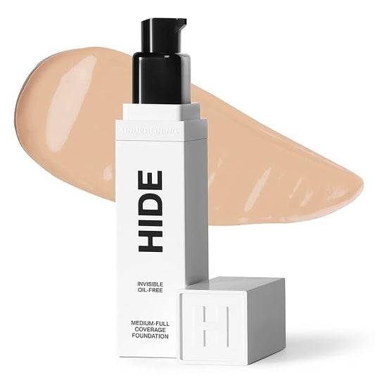 HIDE PREMIUM Liquid Foundation, Multi-Use Waterproof Foundation, Medium/Full Coverage Foundation, Shades for All Skin Types (See Shade Finder), Almond, 1 fl oz-VivaGrace Women
