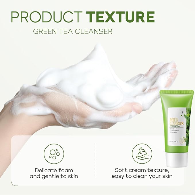 Skin Care Products Set, Green Tea Skin Care Sets, Women Gift Sets,Skin Care Routine Kit with Toner, Serum, Face Cream, Eye Cream Cleanser, Sleep Mask,Korean Beauty Products (SetD)-VivaGrace Women