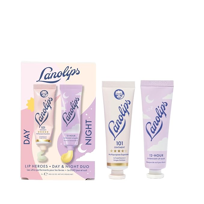 Lanolips 101 Lanolin Lip Balm & Overnight Lip Mask Duo - Heroes Kit for Complete Day to Night Care - Deeply Hydrating Moisturizer Set with Pure Lanolin Oil (2 Count)-VivaGrace Women