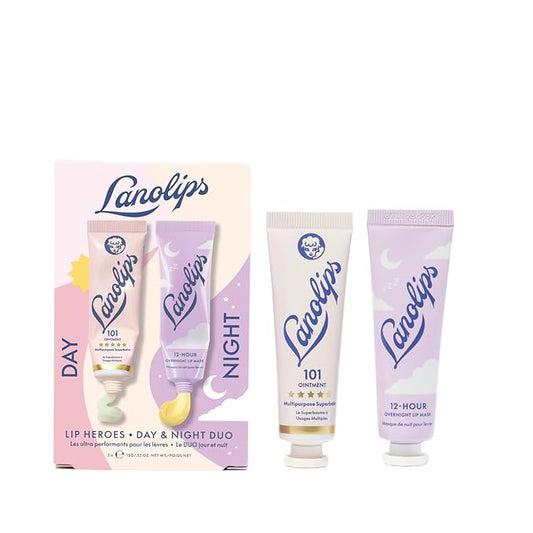 Lanolips 101 Lanolin Lip Balm & Overnight Lip Mask Duo - Heroes Kit for Complete Day to Night Care - Deeply Hydrating Moisturizer Set with Pure Lanolin Oil (2 Count)-VivaGrace Women