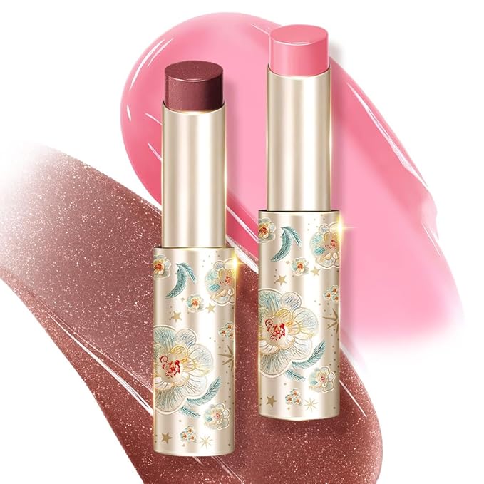 CATKIN Glossy Lip Balm Ultra Hydating Glow Lip Tinted Jelly Plump Melting Balm Shea Butter Repair Soothing For Dry Lips Dewy Finished 0.12 oz 2pcs Set 03-VivaGrace Women