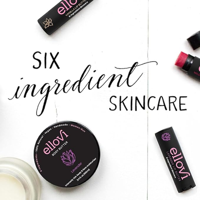 Natural Lip Butter Lip Balm - Lavender - Pure Enough to Eat - Made With Just 6 Vegan Ingredients - Moisturizing Lip Care for All Day Hydration (4-Pack)-VivaGrace Women