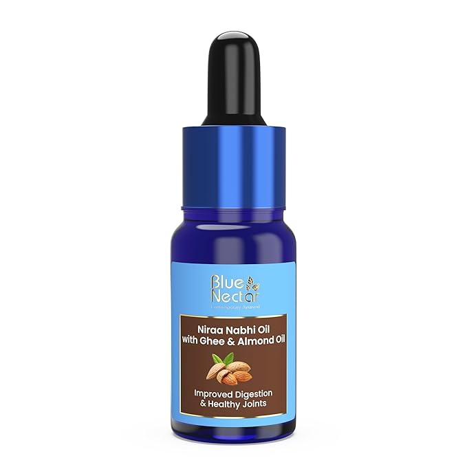 Blue Nectar Ayurveda Nabhi Oil with Ghee & Almond Oil | Natural Navel Oil for Belly Button for Digestion & Joint Health | 100% Natural & Herbal (21 Herbs, 0.33Fl Oz)-VivaGrace Women