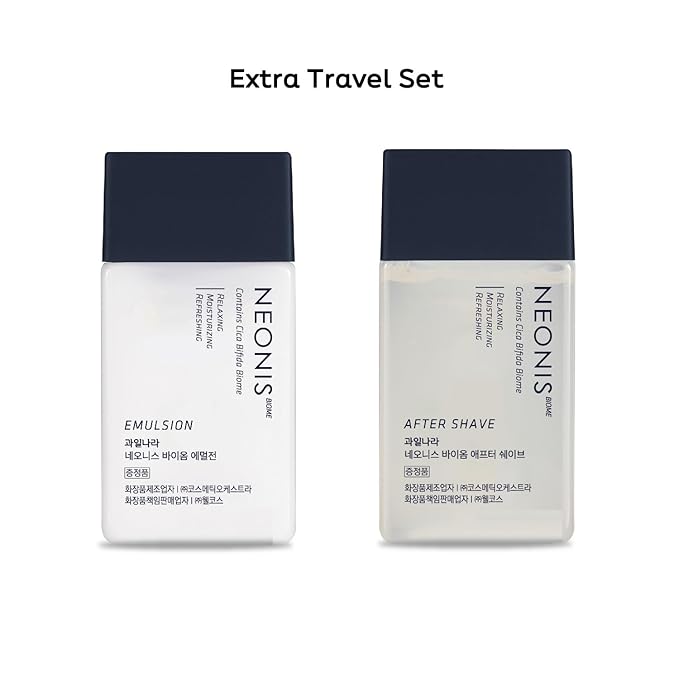 WELCOS Kwailnara NEONIS Aftershave 5.07 Fl oz & Emulsion 5.07 Fl oz with Convenient 1 Fl oz Travel Sizes Each | Gift Set | Korean Men's Skincare-VivaGrace Women
