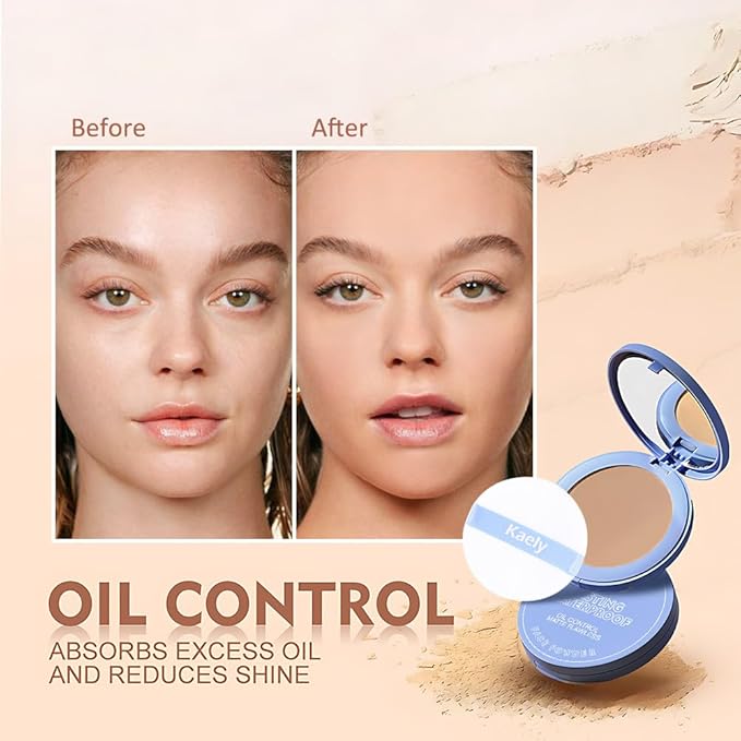 evpct Kaely Oil Control Pressed Face Powder, Get Smooth Flawless Fine Lines and Lightweight Finishing Foundation, Control Shine Long Lasting Waterproof Face Setting Powder Cosmetic, 12 Radiant Sand-VivaGrace Women