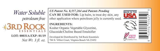 Nutroleum® Natural Petroleum Jelly Alternative By 3rd Rock Essentials / 3 OZ (1 Pack) / Water Soluble/Oil-Free All Natural Moisturizing Skin Balm-VivaGrace Women