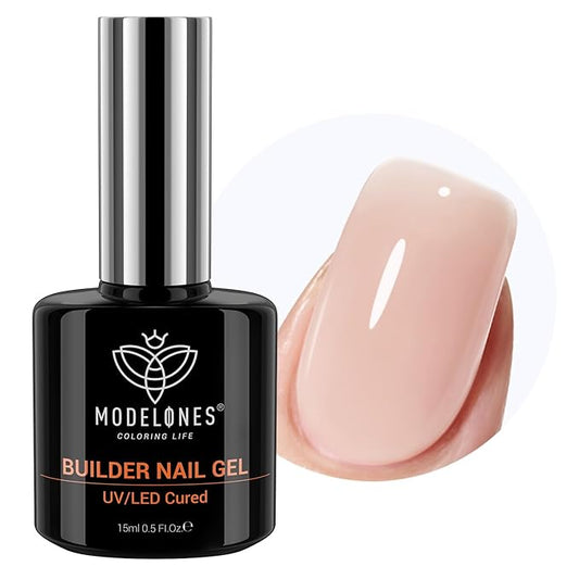 modelones 8-in-One Builder Nail Gel, Neutral Nude Builder for Thickening, LED Lamp Cured Hard Strengthener Extension Color Base Rhinestone Glue Gel Polish in a Bottle for DIY Home Salon-VivaGrace Women