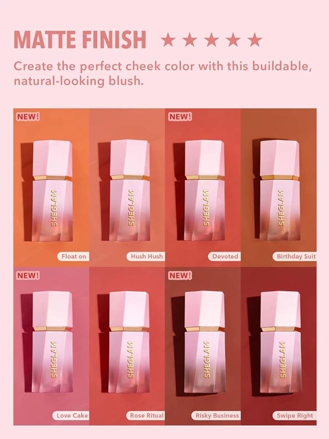 SHEGLAM Color Bloom Dayglow Liquid Blush Makeup for Cheeks Shimmer Finish - Risky Business-VivaGrace Women