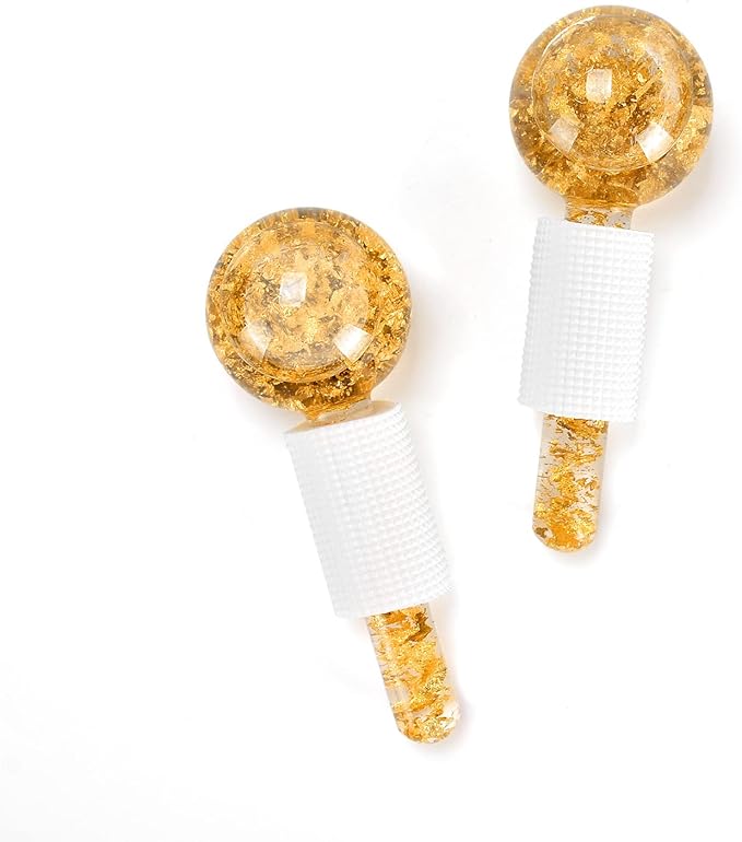 Ice Cryo Sticks Facial Globe with Golded Essence- 2PC Cooling Globes for Cold or Hot Skin Massagers, Face Globe for Skin Care Routine-VivaGrace Women