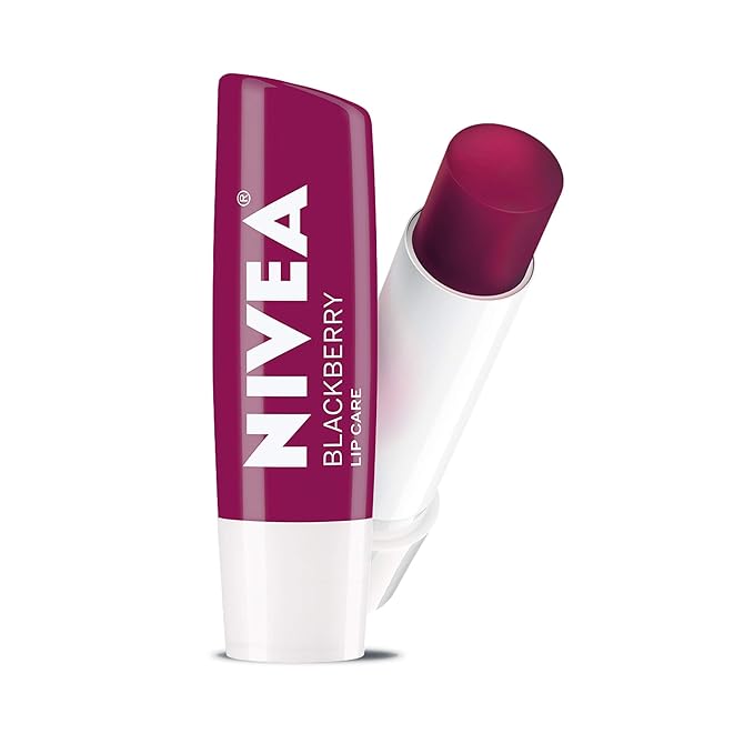NIVEA Lip Balm, Blackberry Flavored Tinted Lip Balm Stick with Shea Butter and Jojoba Oil, 0.17 Oz, Pack of 4-VivaGrace Women