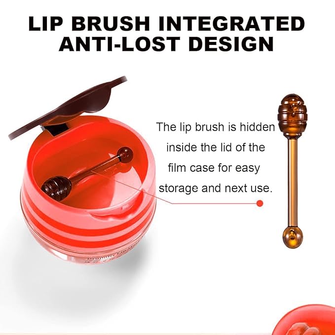 2PCS Strawberry & Honey Lip Balm, Hydrating Lip Propolis Sleeping Lip Mask, Moisturizing & Prevention Dry and Cracked Lip Scrubs Exfoliator, Lip Repair Nourishes the Lip Skin-VivaGrace Women