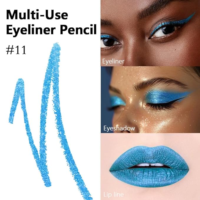 evpct Sea Blue Gel Eyeliner Pencil for Women Waterline Waterproof Smudge Proof Eye Makeup Liners, Blue Mascara Eye Liner Gel Liner Eyeliner with Sharpener delineador de ojos contra el agua 11