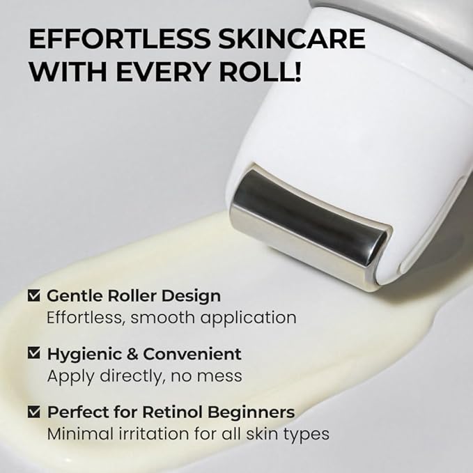 [SKIN&LAB] Retinol Lifting Roller Cream with Massage applicator, Vegan Anti Aging Face and Neck Cream for Reduce Wrinkles and Fine Line, For Face, Neck, Décolleté Wrinkle Care, 1.69 fl. oz.-VivaGrace Women