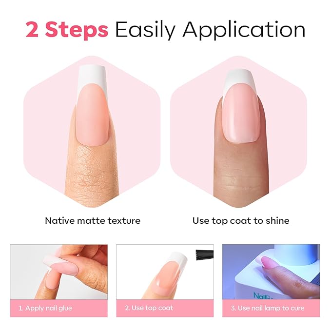 modelones Press on Nails, 150 Pcs French Tip Press on Nails, NailBoxie Brown Short Almond Nail Tips, Soft Gel Nail Tips, Ideal for Wedding, Party, Daily DIY Nail, 15 Sizes (S)-VivaGrace Women