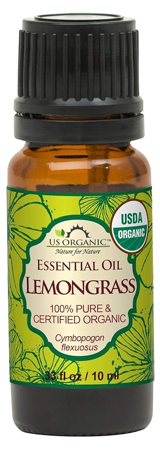 US Organic 100% Pure Lemongrass Essential Oil, USDA Certified Organic, Extracted by Steam Distillation Method, for Hair, Nail Polish Remover, Bees Attraction, and More. 10 ml-VivaGrace Women
