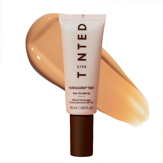 Live Tinted Hueguard Skin Tint SPF 50 - Tinted Mineral Sunscreen with Light-Medium Buildable Coverage With a Hydrating and Radiant Finish - Water and Sweat Resistant, 1.35 fl oz - Shade 08-VivaGrace Women