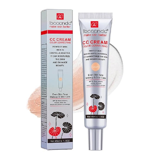 Color Correcting CC Cream with SPF 25,Full-Coverage Foundation,Hydrating Serum,Refine Skin Texture, Avoid Sun Damage (Light, 45 ml)-VivaGrace Women