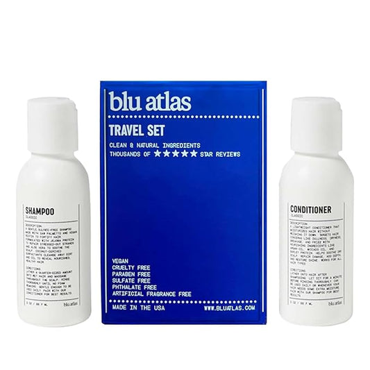 Blu Atlas Travel Size Shampoo & Conditioner Set for Men – TSA Approved, 3 oz Each – Natural, Sulfate-Free, Paraben-Free – Clean Ingredients – Classic Scent – Made in America-VivaGrace Women