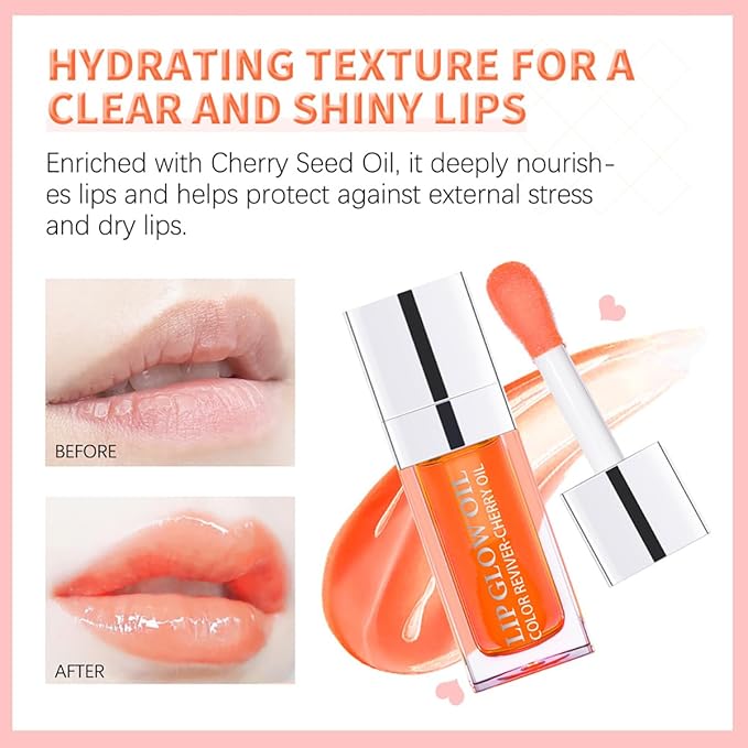 Hydrating Lip Glow Oil Moisturizing Plumping Lip Tint Lip Gloss Transparent Lip Balm Long Lasting Nourishing Repairing Lightening Lip Lines (001#+015#)-VivaGrace Women