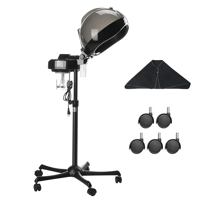 VEVOR Professional Hair Steamer for Deep Conditioning, 11.81-inch Hooded Ionic Hair Steamer with 2 Modes, Height-Adjustable Standing Hair Steamer with Timer, 5 Wheels (2 Lockable) for Salon Home Spa-VivaGrace Women