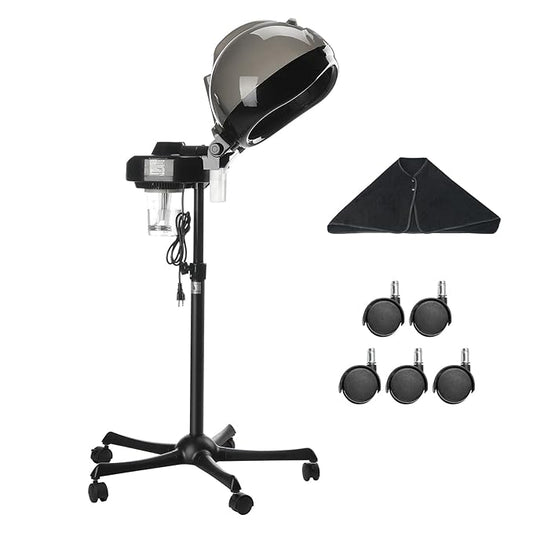 VEVOR Professional Hair Steamer for Deep Conditioning, 11.81-inch Hooded Ionic Hair Steamer with 2 Modes, Height-Adjustable Standing Hair Steamer with Timer, 5 Wheels (2 Lockable) for Salon Home Spa-VivaGrace Women