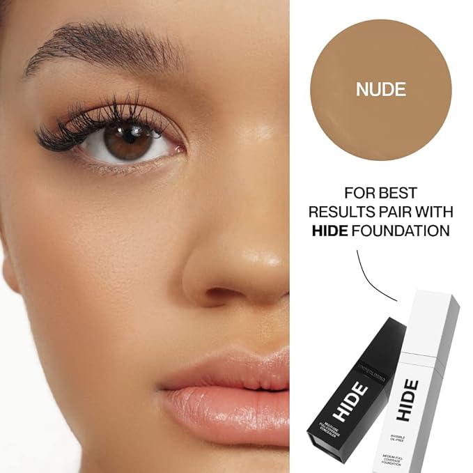 HIDE Liquid Concealer, Medium to Full Coverage Concealer for Blemishes, Under Eye Dark Circles & Scars, Oil Free Concealer, Nude (See Shade Finder), 0.5 fl oz-VivaGrace Women