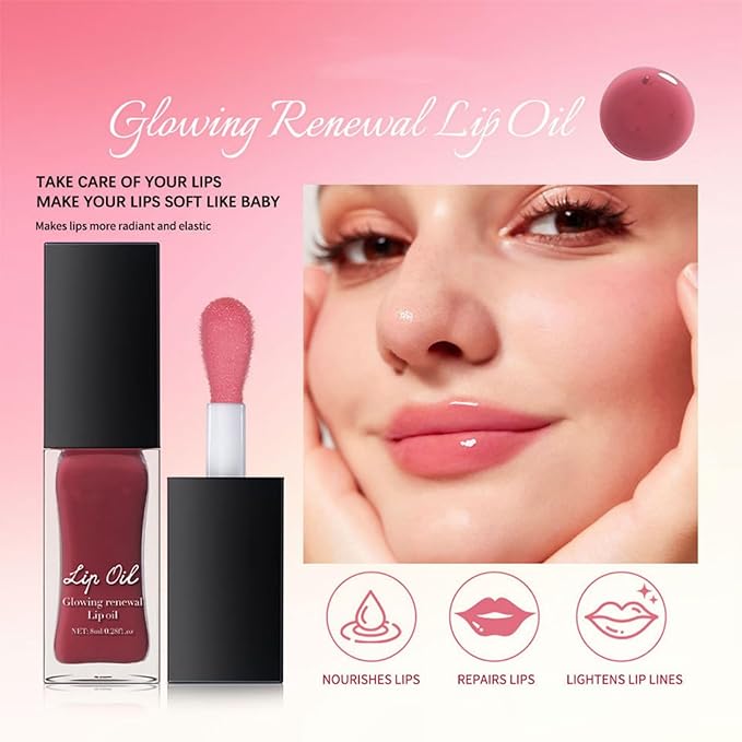 MAEPEOR Glowing Lip Oil 7 Colors Hydrating Lip Balm Nourishing Lip Care Lip Treatment Glossy Finish Non-sticky Moisturizing Lip Balm (03 Honey)-VivaGrace Women