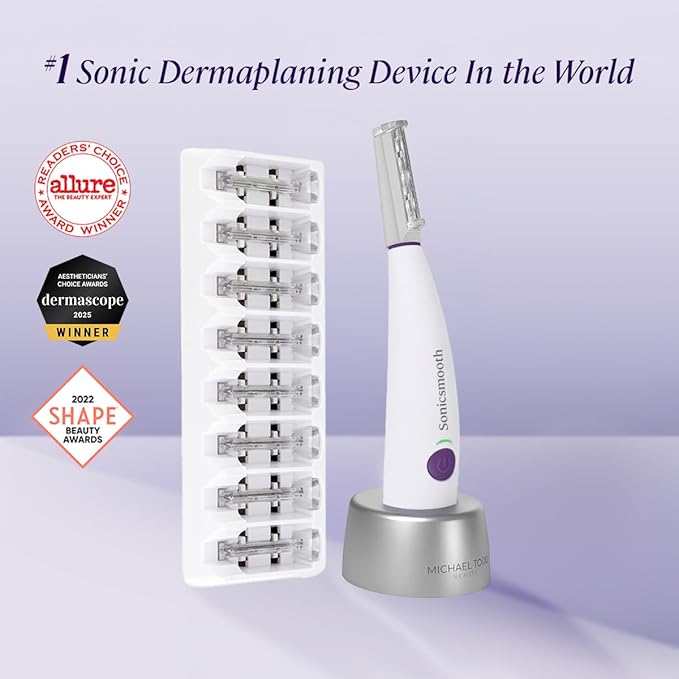 Michael Todd Beauty Sonicsmooth Dermaplane Razor for Women Face + Eyebrow trimmer Dermaplaning System - Peach Fuzz Remover - 8 Weeks of Dermaplaning Blades-VivaGrace Women
