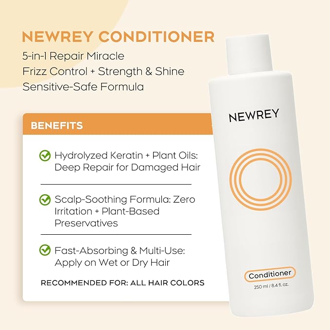 Hydrating Conditioner for Dry, Damaged Hair - 8.4oz | Moisture Repair Treatment with Hydrolyzed Keratin & Coconut Oil for Smooth, Shiny, Manageable Hair-VivaGrace Women